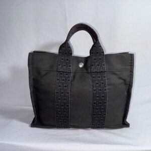 ⚓️ Hermès Fourre Tout PM Grey Canvas Tote Bag | Lock Incl. (NO KEY & DUST BAG)